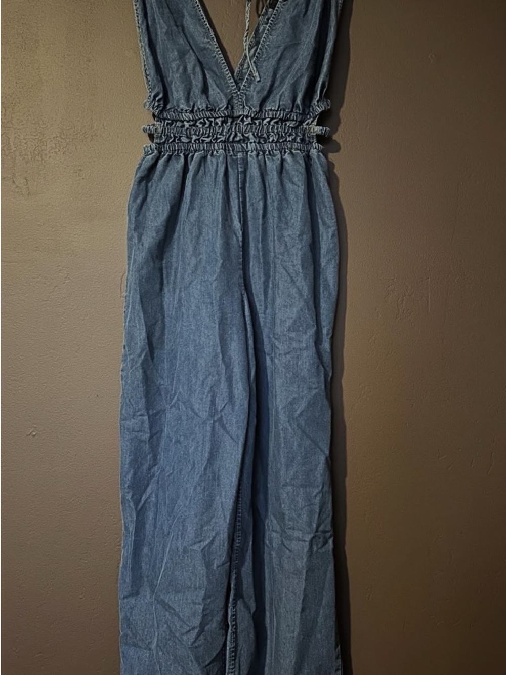 Denim Blue Wide-Leg Jumpsuit